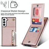 Voor Samsung Galaxy S22 + 5G Cross-Body Square Zipper Card Houder Tas Telefoon Case (Rose Gold)