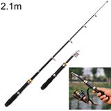 36cm draagbare telescopische zee hengel mini hengel  verlengde lengte: 2.1 m  zwarte buis-type Reel seat