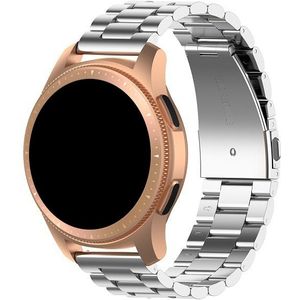 Voor Galaxy Watch 46mm Three Pearl Steel Horloge Strap(Zilver)