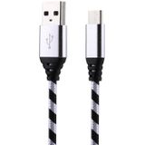 1m USB naar USB-C / Type-C Nylon weven stijl Data Sync opladen kabel voor Galaxy S8 & S8 PLUS / LG G6 / Huawei P10 & P10 Plus / Oneplus 5 en andere Smartphones (zilver)