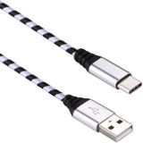 1m USB naar USB-C / Type-C Nylon weven stijl Data Sync opladen kabel voor Galaxy S8 & S8 PLUS / LG G6 / Huawei P10 & P10 Plus / Oneplus 5 en andere Smartphones (zilver)
