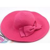 Meisjes grote brede rand Vintage floppy zomer strand sport GLB stro hoed zomer reizen hoed (Rose rood)