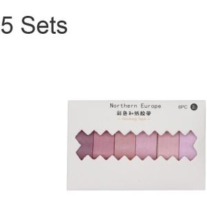 5 sets 6 stks x 2 m Student Hand Account Tape Rainbow Washi Tape (Gradient Pink)