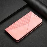 For Samsung Galaxy A22 4G Diamond Pattern Splicing Skin Feel Magnetic Horizontal Flip Leather Case with Card Slots & Holder & Wallet(Rose Gold)