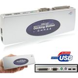 Hallo-snelheid USB 2.0 Docking Station met 8-poorts (2xUSB 2.0 + PS2 muis PS2 toetsenbord + RS232 + DB25 + LAN + Upstream)  zilver