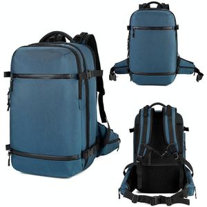 Ozuko 8983 Heren Outdoor Waterproof Rugzak Multi-Function Student Computer Travel Bag  Grootte: 20 inch (met waist bag)(Blauw)