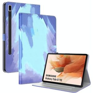 Voor Samsung Galaxy Tab S7 FE 12.4 inch 2021 T730 / T736 Voltage Aquarel Patroon Huid Voel Magnetische Horizontale Flip PU Lederen Hoesje met Houder & Kaart Slots & Fotolijst (Winter Sneeuw)