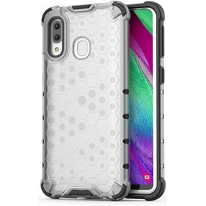 Schokbestendige honingraat PC + TPU Case voor Galaxy A40 (grijs)