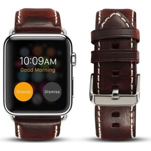 Voor Apple Watch Series 5 & 4 44mm/3 & 2 & 1 42mm olie Wax retro koeienhuid riem horlogeband (rood)