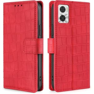 Voor Motorola Moto E22/E22i Skin Feel Krokodil Magnetische Sluiting Lederen Telefoon Case (Rood)