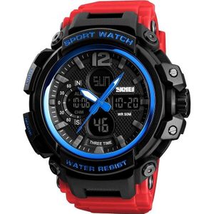 SKMEI 1343 Mannen Outdoor Sports Waterproof Watch Student Digital Watch (Blauw Rood)