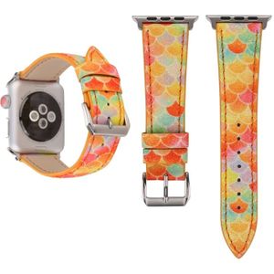 Vis schaal Glitter lederen pols horloge Band met roestvrij stalen gesp voor de Apple Watch serie 3 & 2 & 1 38mm (oranje)