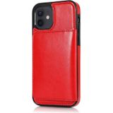 Schokbestendige PU + TPU beschermhoes met kaartslots & houder voor iPhone 12 mini(Rood)