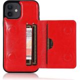 Schokbestendige PU + TPU beschermhoes met kaartslots & houder voor iPhone 12 mini(Rood)
