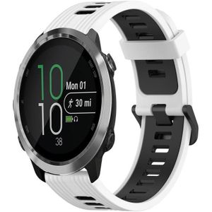 Voor Garmin Forerunner 645 Muziek 20 mm verticaal patroon tweekleurige siliconen horlogeband (wit+zwart)