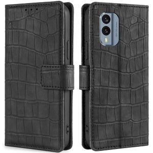 Voor Nokia X30 5G Skin Feel Krokodil Magnetische Sluiting Lederen Telefoon Case (Zwart)