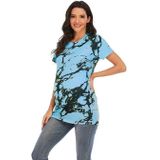 Zwangerschapsslijtage met gedrukte ronde hals Korte mouw T-shirt (kleur: blauw Maat: L)