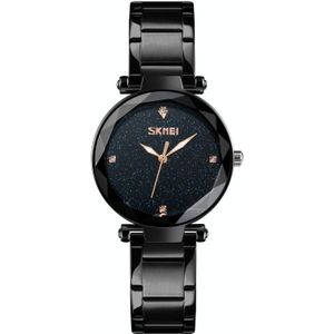 SKMEI 9180 Starry Sky Dial Stainless Steel Strap Quartz Watch for Ladies(Black)