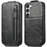 For Samsung Galaxy S23 Ultra 5G Zipper Wallet Vertical Flip Leather Phone Case(Black)