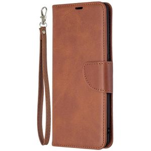 Voor OPPO Find X2 Pro Retro Lambskin Texture Pure Color Horizontale Flip PU Lederen Case voor iPhone 11  met Holder & Card Slots & Wallet & Lanyard(Brown)