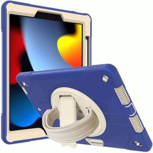 360-graden roterende houder tablethoes met polsband voor iPad 10.2 2020 / 2019 (blauw + beige)