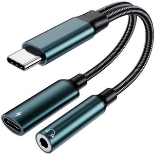 USB-C / Type-C Mannelijk naar 3 5 mm + Type-C Vrouw 2 in 1 Audio-adapter Digitale AUX-adapterkabel