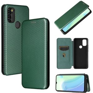 Voor Blackview A70 (2021) Carbon Fiber Textuur Magnetische Horizontale Flip TPU + PC + PU Lederen Case met Card Slot (Groen)