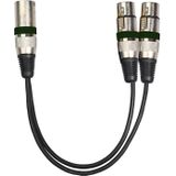 2055MFF-03 2 In1 XRL mannelijk naar dubbele vrouwelijke microfoon audio kabel  lengte: 0.3 m (zwart)