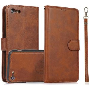 Calf Texture 2 in 1 Detachable Magnetic Back Cover Horizontal Flip Leather Case with Holder & Card Slots & Wallet & Photo Frame For iPhone SE 2020 / 8 / 7(Brown)