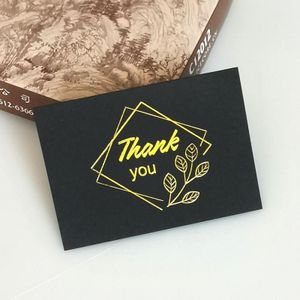 100 stuks bruiloft zegenkaart dank u bericht cadeau decoratie kaart bronzing bloem wenskaart dank u (zwart)