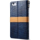 Splicing kleur krokodil textuur PU horizontale Flip lederen case voor iPhone 6/6S  met portemonnee & houder & kaartsleuven & Lanyard (blauw)
