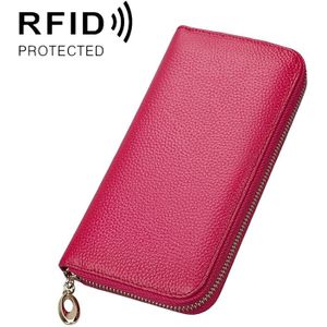 906 antimagnetische RFID Litchi textuur vrouwen grote capaciteit hand portemonnee portemonnee telefoon tas met kaartsleuven (Rose rood)