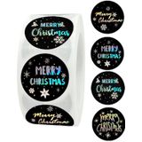 4 Rolls F06 Zwart Hot Stempelen Kerstcadeau Decoratie Sticker Label  Grootte: 2.5cm