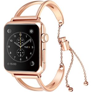 Letter V vorm armband metalen polshorloge band met roestvrijstalen gesp voor Apple Watch serie 3 & 2 & 1 42mm (Rose goud)