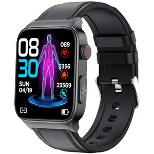 E500 1.83 inch HD vierkant scherm lederen horlogebandje Smart Watch ondersteunt ECG-bewaking / niet-invasieve bloedsuikerspiegel