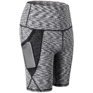 High Waist Mesh Sport Tight Elastic Quick Drying Fitness Shorts With Pocket (Kleur: Kleurrijke Zwarte Maat:XL)