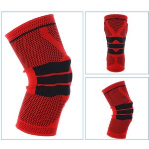 Outdoor Fitness alpinisme Knit bescherming siliconen Anti - botsing voorjaar ondersteuning sport knie beschermer  grootte: L(Red)