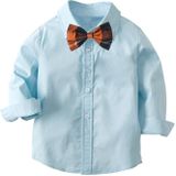 Jongens Katoen shirt met lange mouwen + bretels broekpak (kleur: donkerblauwe maat:120)