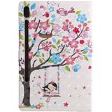 Voor Samsung Galaxy Tab S6 T860 3D Painted Pattern Horizontale Flip Lederen case met Holder & Card Slots & Wallet & Sleep / Wake-up Functie (Girl Under The Tree)