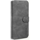Dg. MING Retro Oil Side Horizontale Flip Case met Holder & Card Slots & Wallet Voor iPhone 12 mini(Grijs)