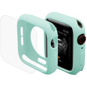 ENKAY Hat-Prins 2 in 1 TPU semi-geklede beschermende Shell + 3D volledig scherm PET gebogen warmte buigen HD Screen Protector voor Apple Watch serie 4 40mm(Green)