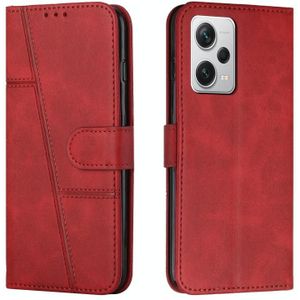 Voor Xiaomi Redmi Note 12 Pro Global Stitching Calf Texture Buckle Leather Phone Case(Rood)