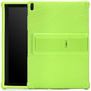 Voor Lenovo Tab E10 Tablet PC Siliconen beschermhoes met onzichtbare beugel(groen)