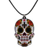 4 PCS Halloween Skull ketting Acryl Personaliseerde hanger sieraden (Flower Ghost Head)