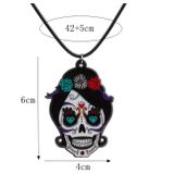 4 PCS Halloween Skull ketting Acryl Personaliseerde hanger sieraden (Flower Ghost Head)