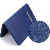 Litchi textuur multifunctionele echte lederen paspoort pakket voor travel(Blue)