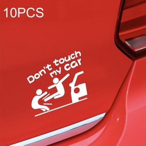 10 STKS Reflecterende Grappige Tekst Raak Mijn Auto Auto Sticker (Wit) niet aan