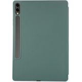 Voor Samsung Galaxy Tab S9+ 3-voudige pure kleur TPU lederen tablethoes met pensleuf