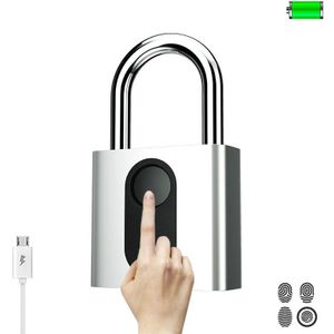 USB oplaadbare deurslot vingerafdruk hangslot Quick Unlock beveiliging Keyless slimme metalen slot