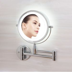 Badkamer wandgemonteerde intrekbare LED-make-up spiegel met lamp spiegel HD dubbelzijdige Beauty Mirror